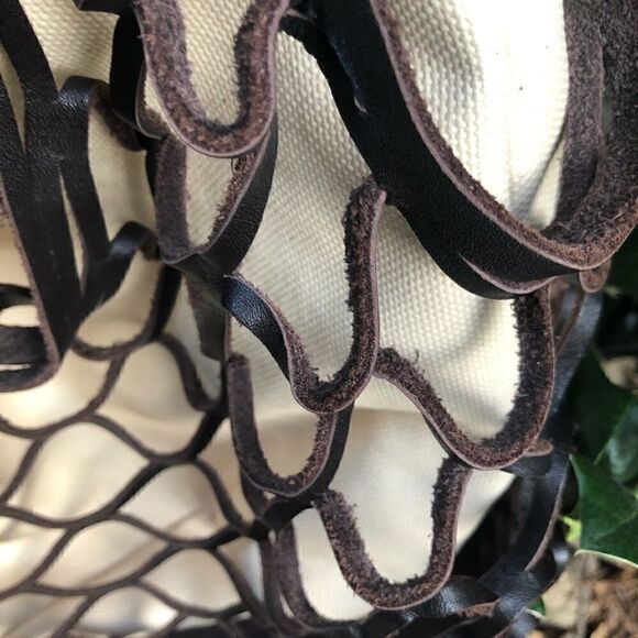 BCBG MAX AZRIA New Leather/ Linen-Fishnet Tote - Picture 12 of 15